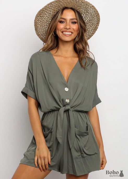 Red & Green Boho Jumpsuit Nina